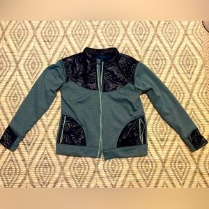 Oiselle Activewear Jacket Blue Teal Mint Size Large Full Zip